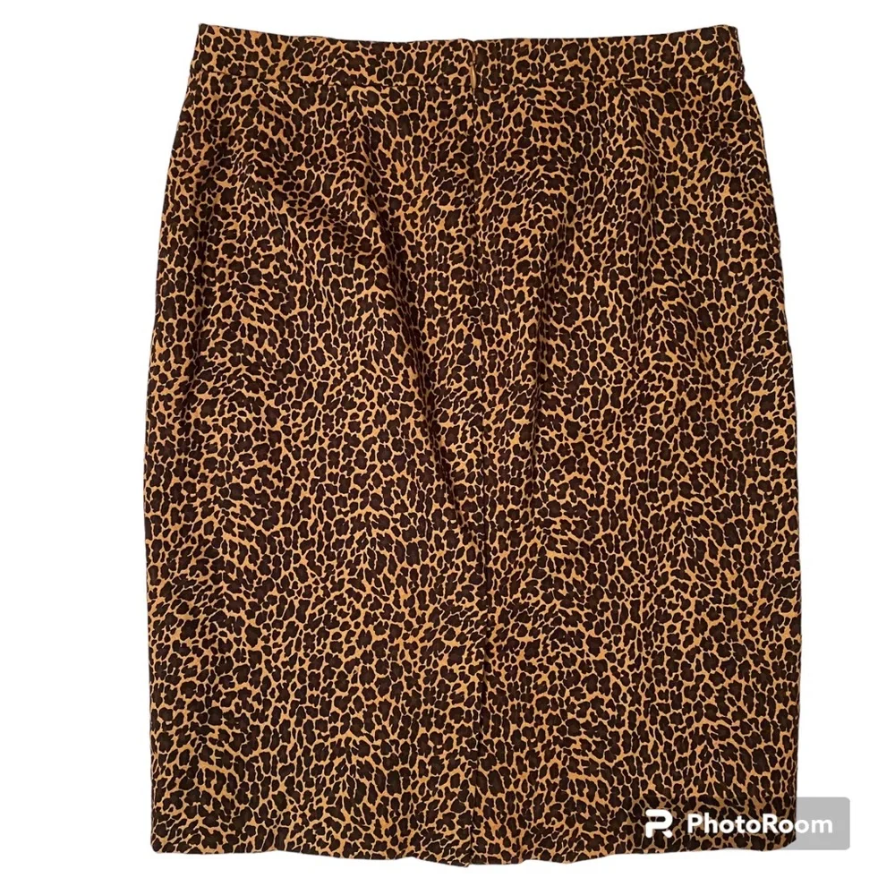 J. CREW SKIRT PENCIL STRAIGHT TAN BROWN BLACK LEOPARD ANIMAL PRINT SIZE 4